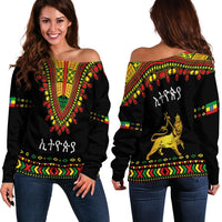 Ethiopia Off Shoulder Sweater Lion LT13 - Wonder Print Shop