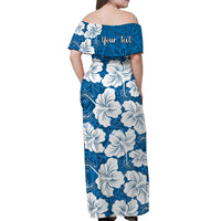 custom-personalised-hawaii-off-shoulder-long-dress-blue-simple-tropical-flowers
