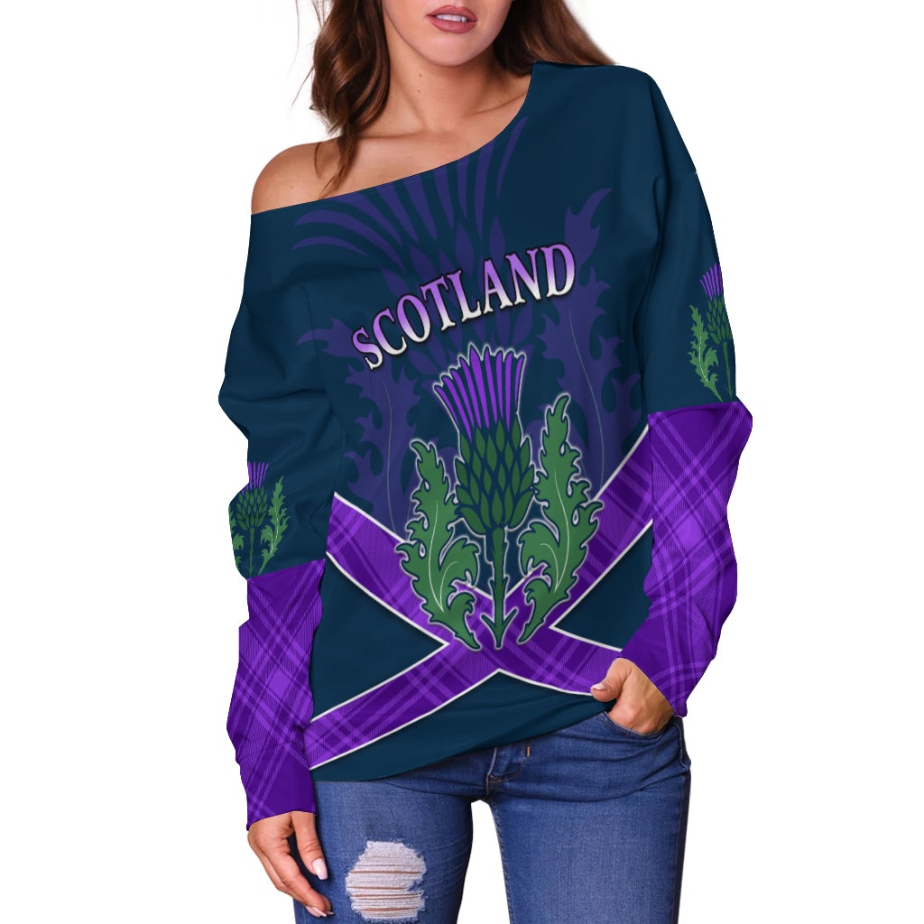 Scotland Rugby 2021 Off Shoulder Sweater Thistle Six Nations LT13 - Wonder Print Shop