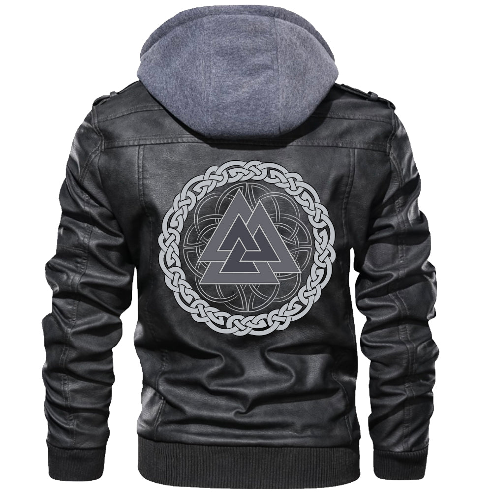 Viking Valknut Zipper Leather Jacket - Viking Valknut RLT12 - Wonder Print Shop