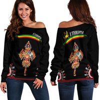 Ethiopia Off Shoulder Sweater - Ethiopian Cross LT13 - Wonder Print Shop