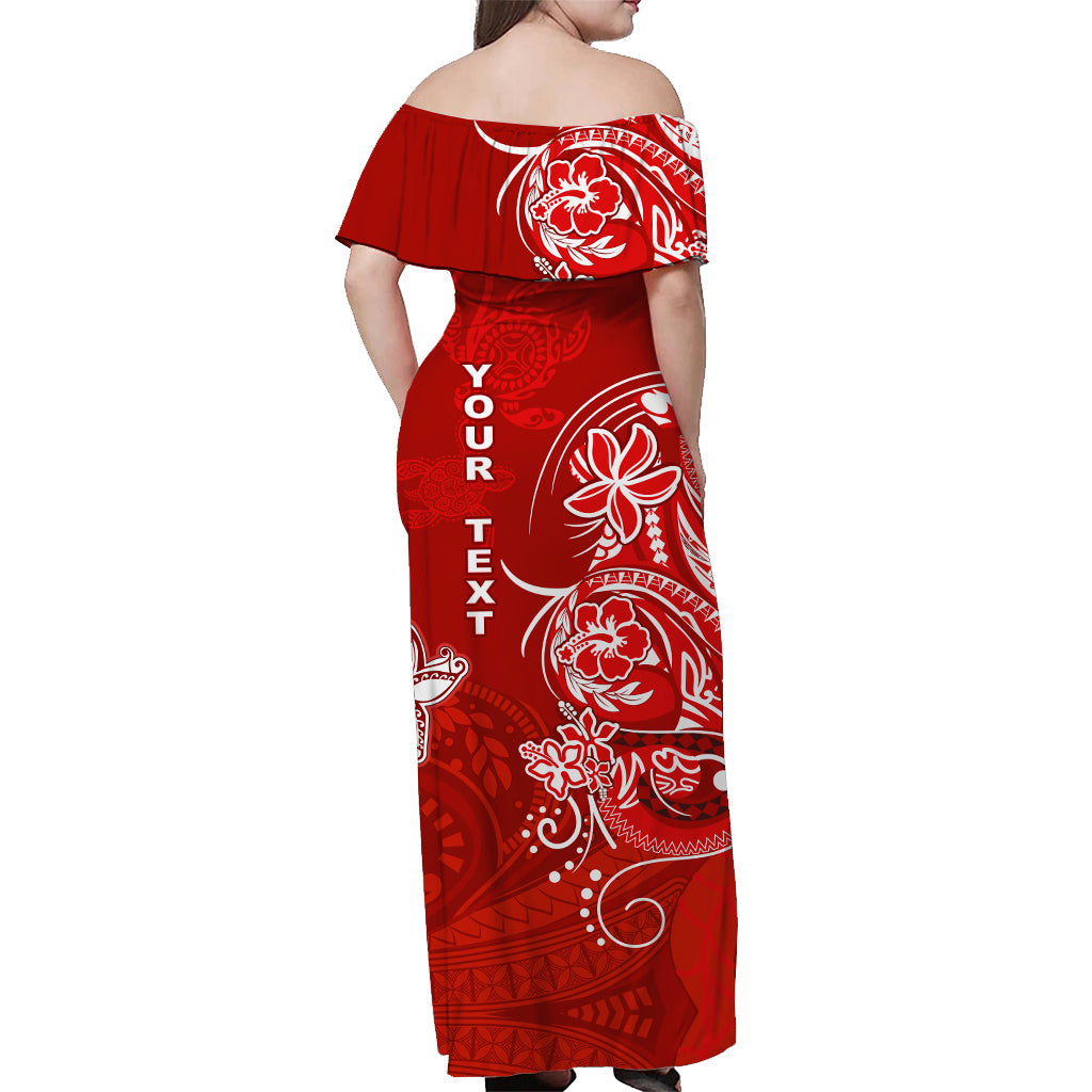 custom-personalised-hawaii-off-shoulder-long-dress-polynesia-red-sea-turtle-honu-and-map