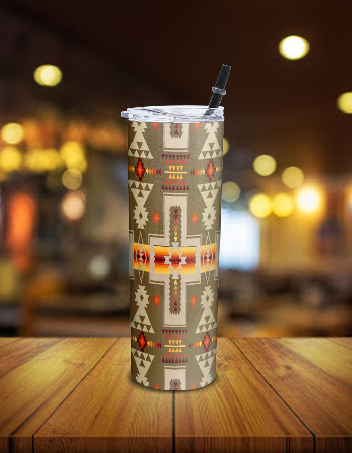 Light Brown Tribe Design Native American Skinny Tumbler LT10 - Wonder Print Shop