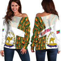Eritrea Off Shoulder Sweater Kente Pattern LT13 - Wonder Print Shop