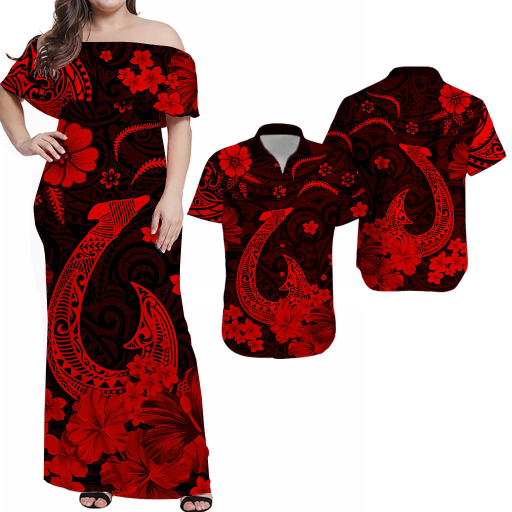 Hawaii Matching Hawaiian Shirt And Dress Polynesia Red Fish Hook LT13 - Wonder Print Shop