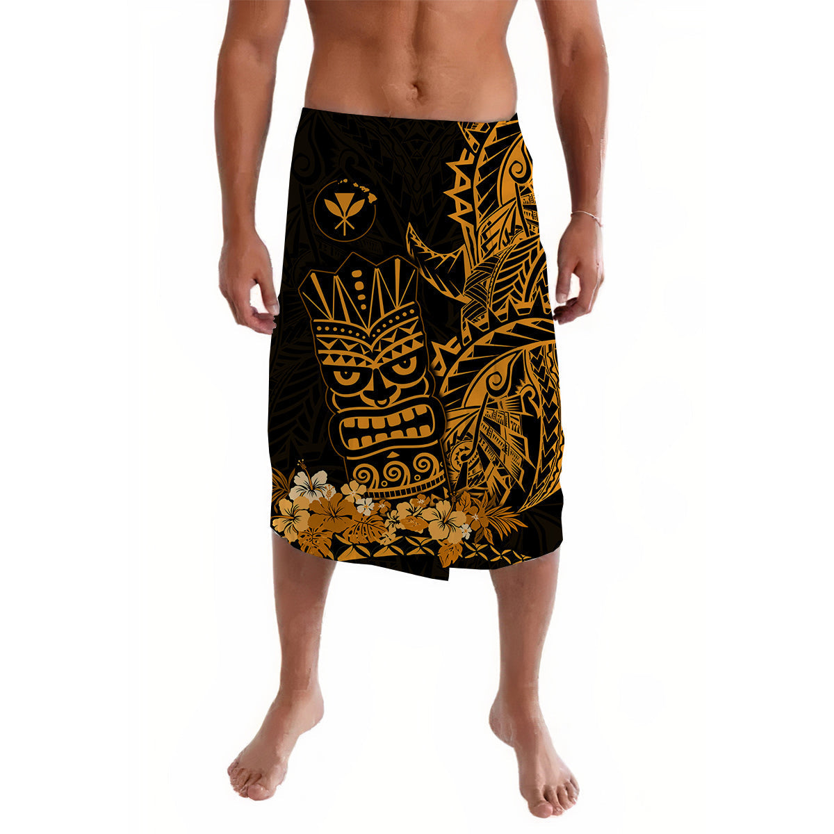 Hawaii Polynesian Lavalava Gold Tiki Masks Hawaiian LT13 - Wonder Print Shop