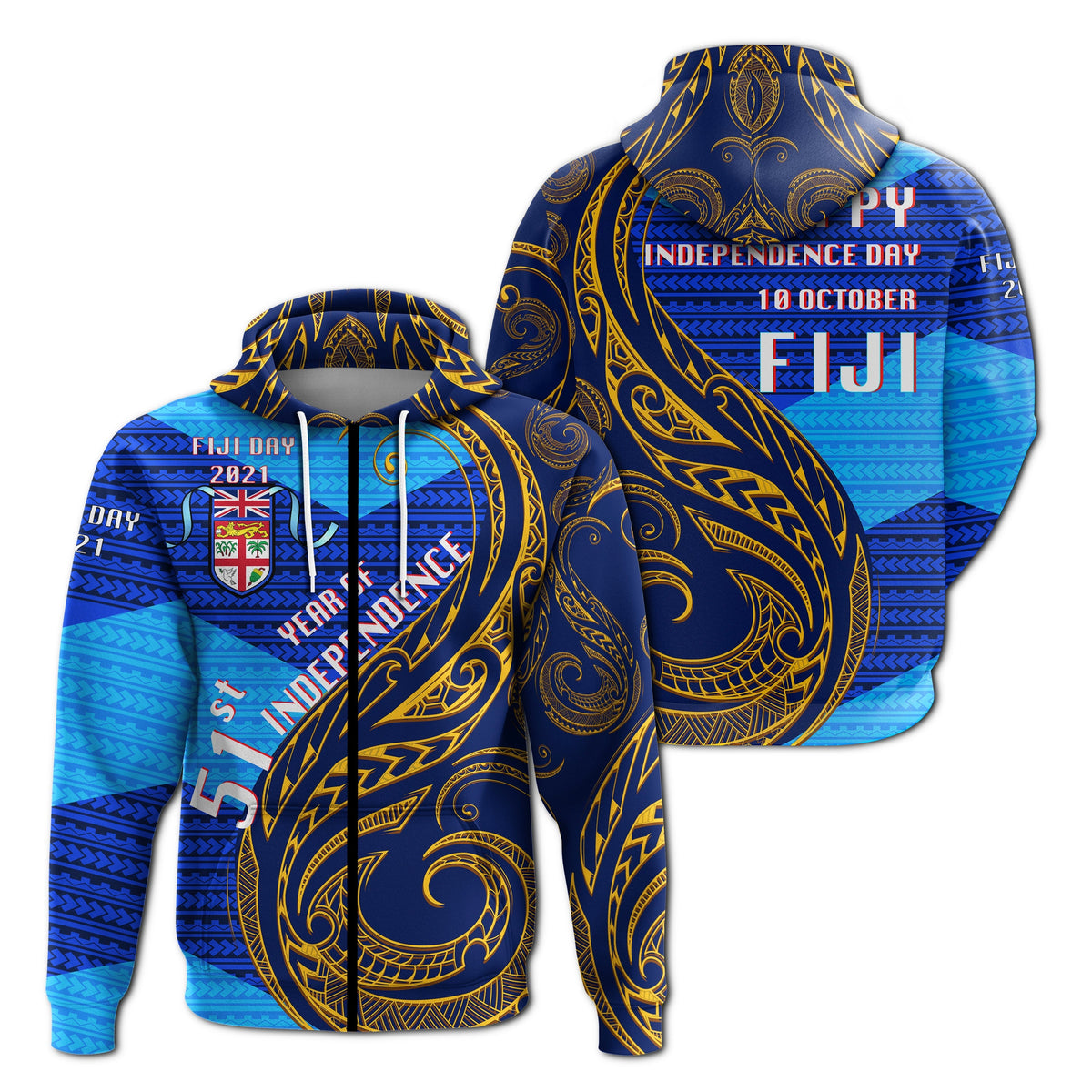 Fiji Day Zip up Hoodie 51th Year Of Independence LT20 - Wonder Print Shop
