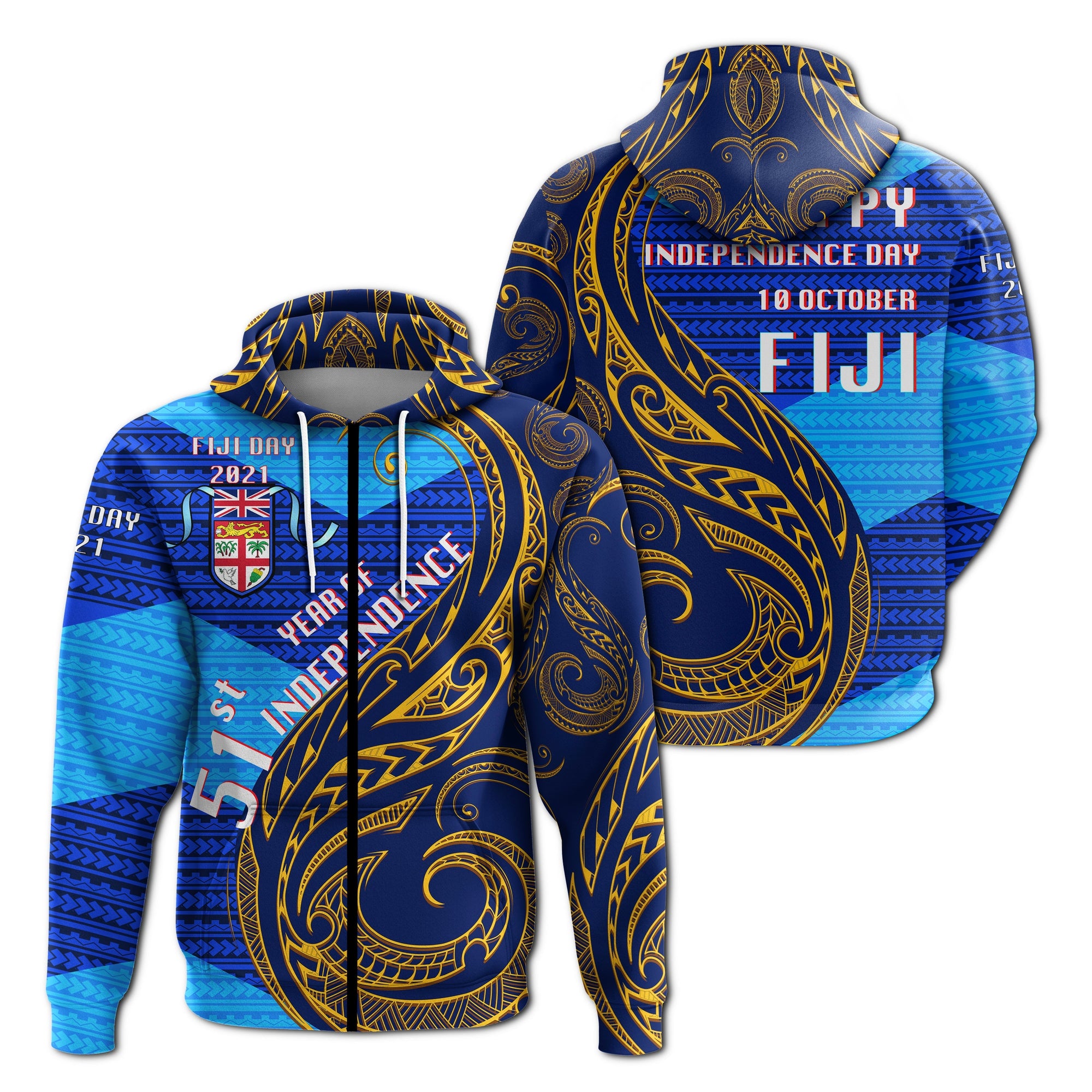 Fiji Day Zip up Hoodie 51th Year Of Independence LT20 - Wonder Print Shop