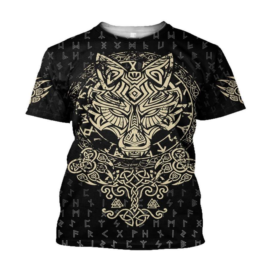 Viking Clothing Viking Wolf Fenrir T Shirt RLT12 - Wonder Print Shop