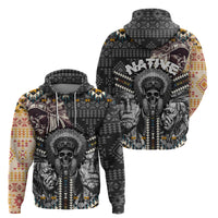 Native American Headdress Gray With Human Skull African Pattern Hoodie - Wonder Print Shop