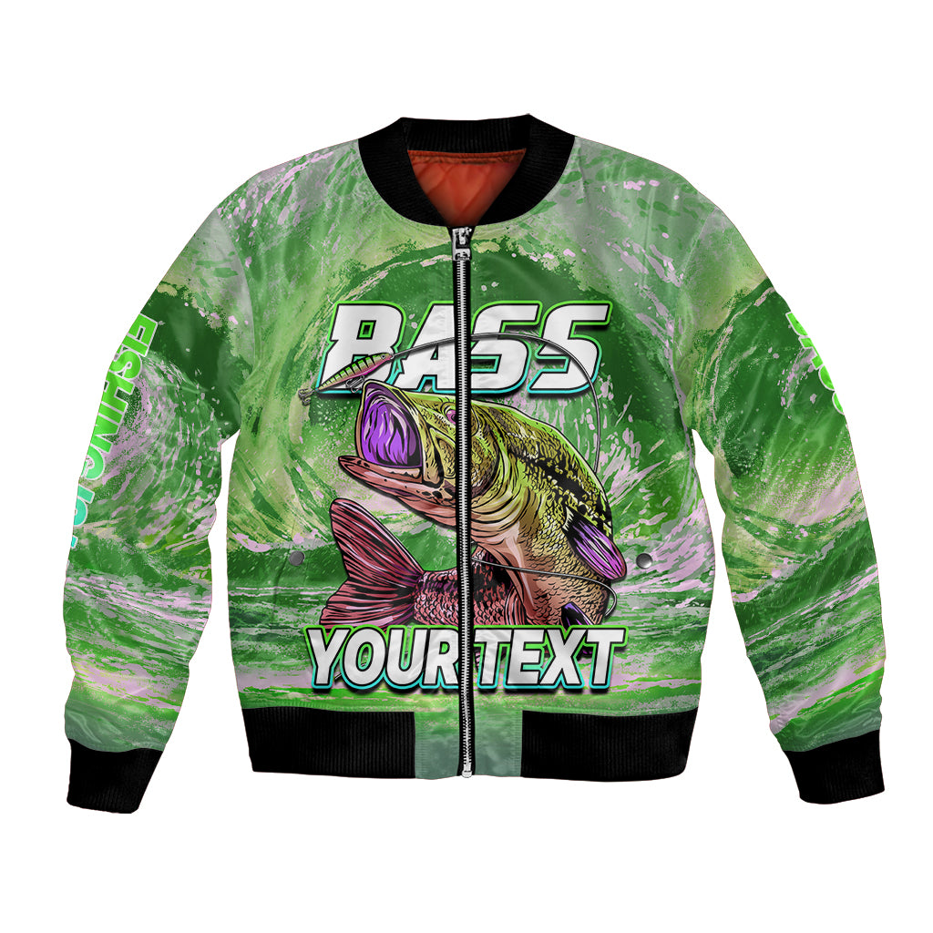 (Custom Personalised) Bass Fishing is Life Hook Sport Largemouth Green Bomber Jacket LT9 - Wonder Print Shop