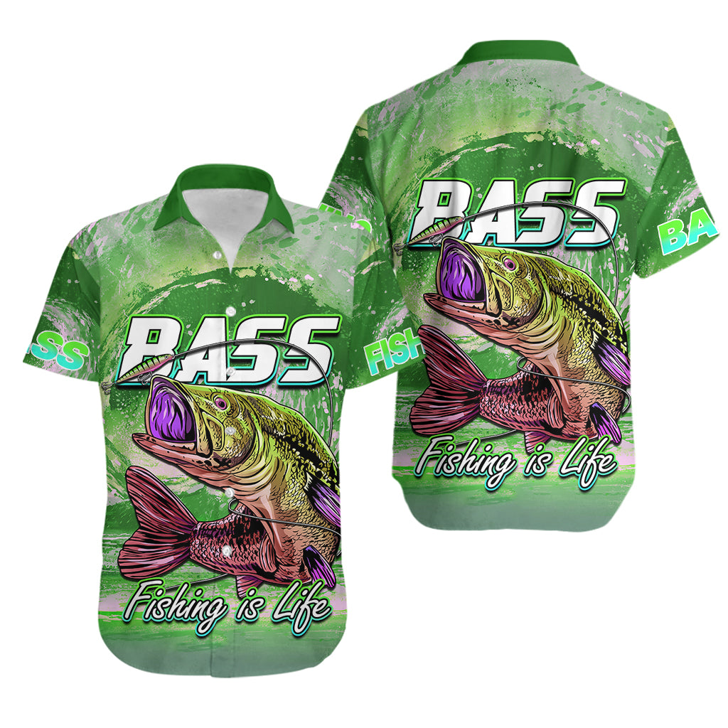 Bass Fishing is Life Hook Sport Largemouth Green Hawaiian Shirt - Wonder Print Shop