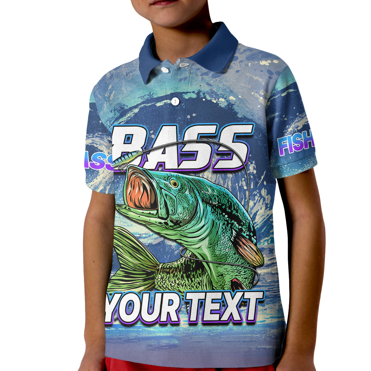 Custom Bass Fishing is Life Hook Sport Largemouth Blue Polo Shirt for Kid - Wonder Print Shop