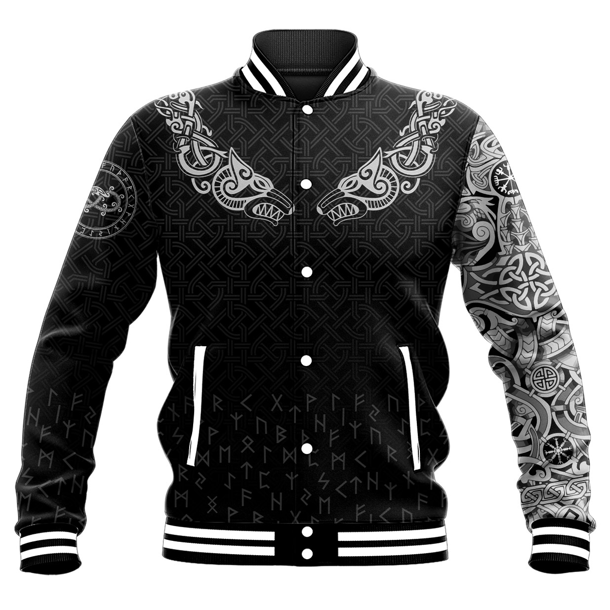 Viking Baseball Jacket Viking Jormungand Tattoo RLT12 - Wonder Print Shop