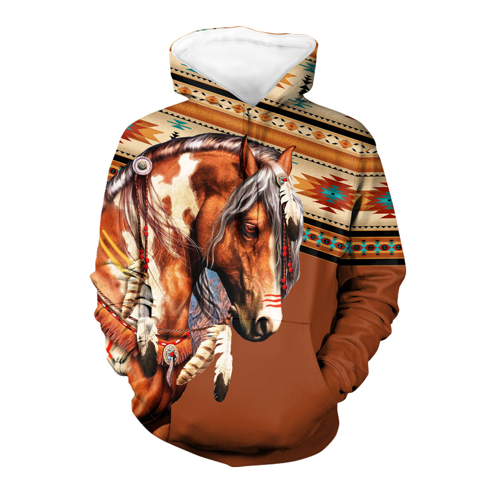 Native American Brown Horse 3D Hoodie LT10 - Wonder Print Shop