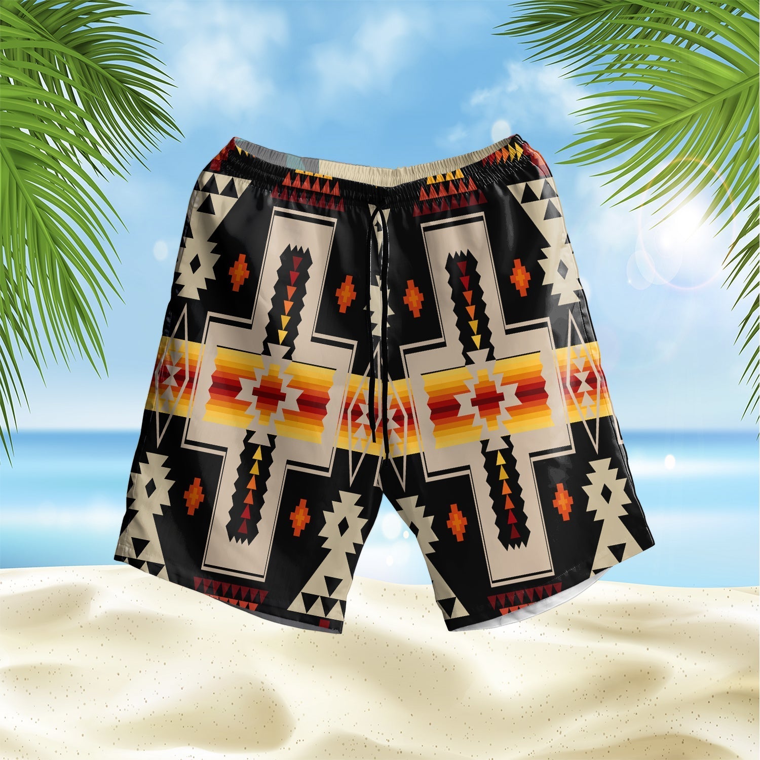 native-american-black-tribe-design-hawaiian-shorts