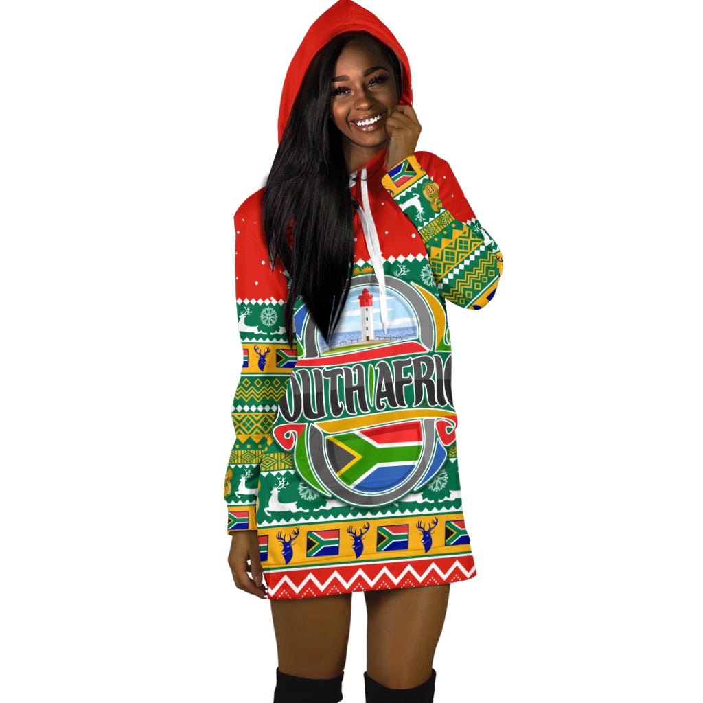 (Custom Personalised) South Africa Christmas Hoodie Dress African Springbok LT13 - Wonder Print Shop