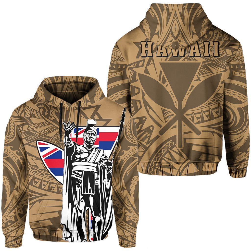 King Kanaka Flag Polynesian Gold Hawaii Kamehameha Hoodie - Wonder Print Shop