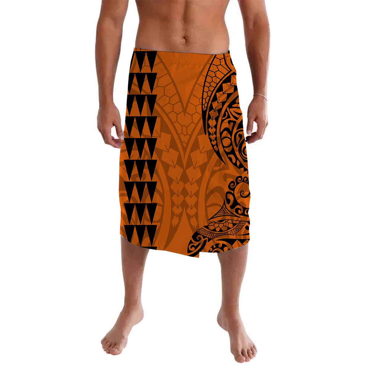 Kakau Polynesian Tribal Orange Lavalava LT13 - Wonder Print Shop