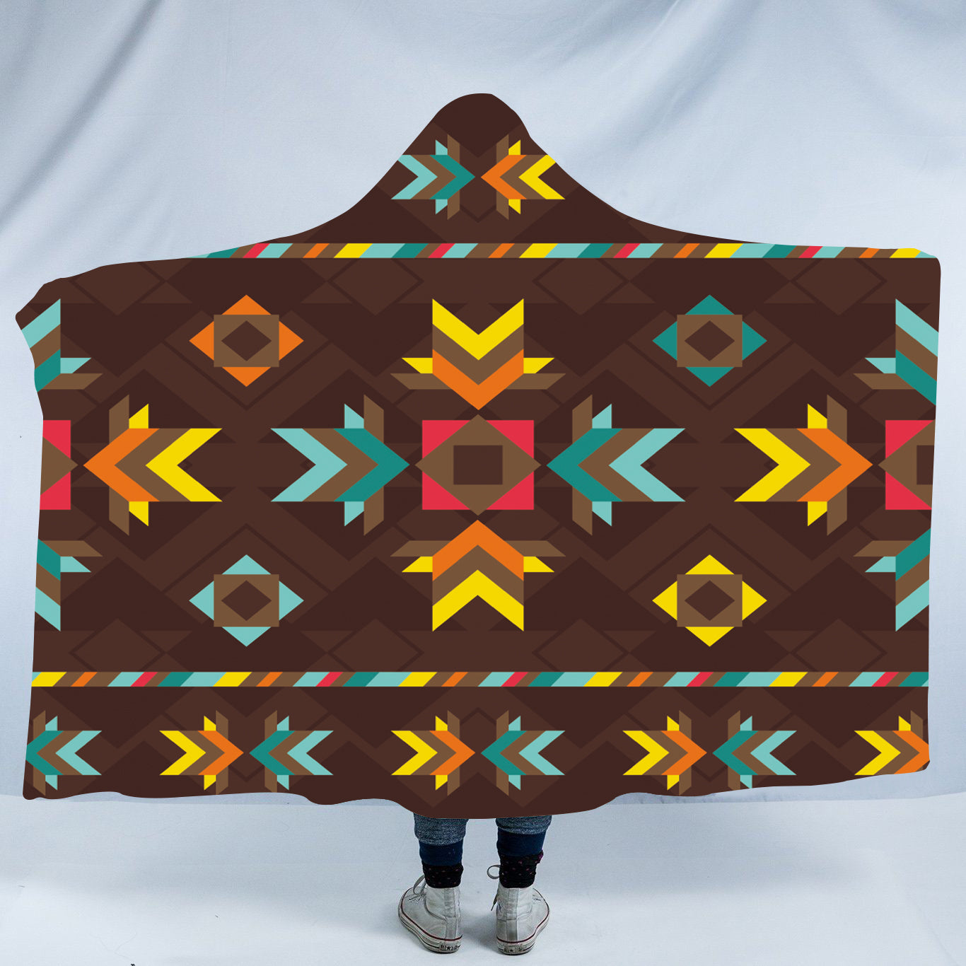 brown-pattern-native-american-hooded-blanket