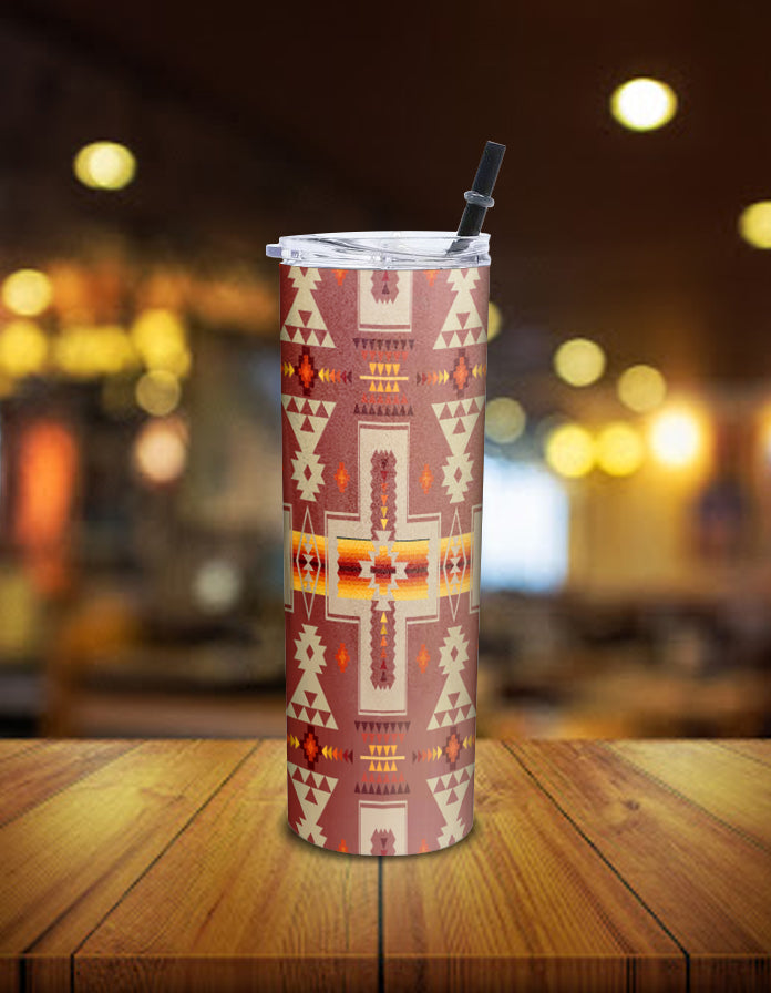 Tan Tribe Design Native American Skinny Tumbler LT10 - Wonder Print Shop