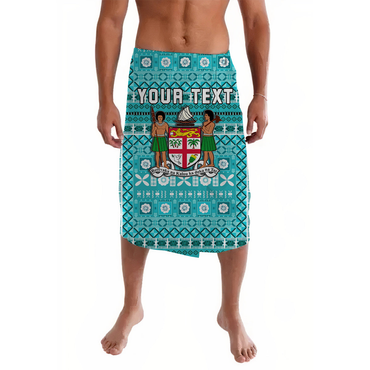 Custom Personalised Fiji Lavalava Turquoise Tapa Pattern LT13 - Wonder Print Shop