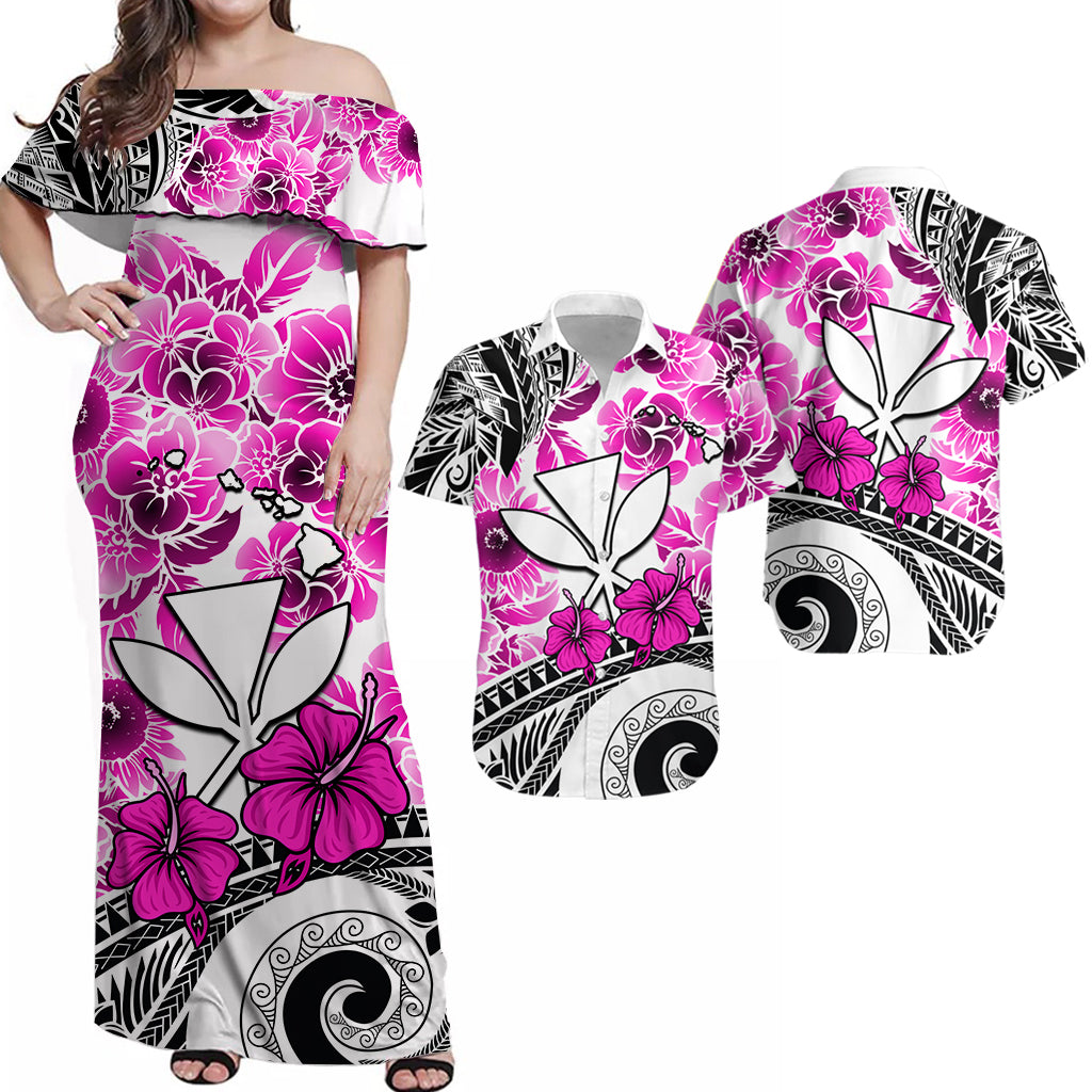 Hawaii Matching Hawaiian Shirt And Dress Polynesian and Pink Hibiscus LT13 - Wonder Print Shop