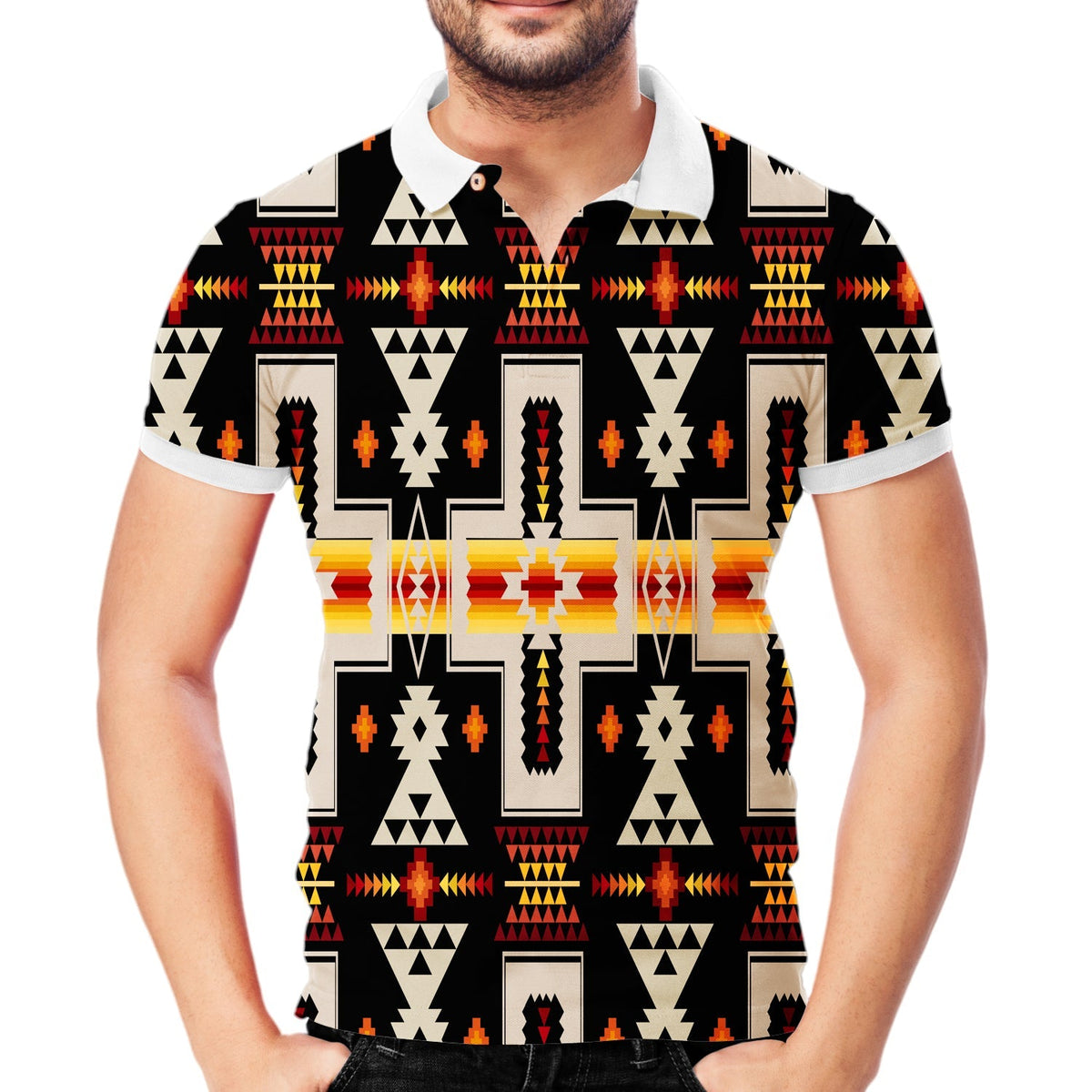 Black Tribe Design Native American Polo T Shirt 3D LT10 - Wonder Print Shop