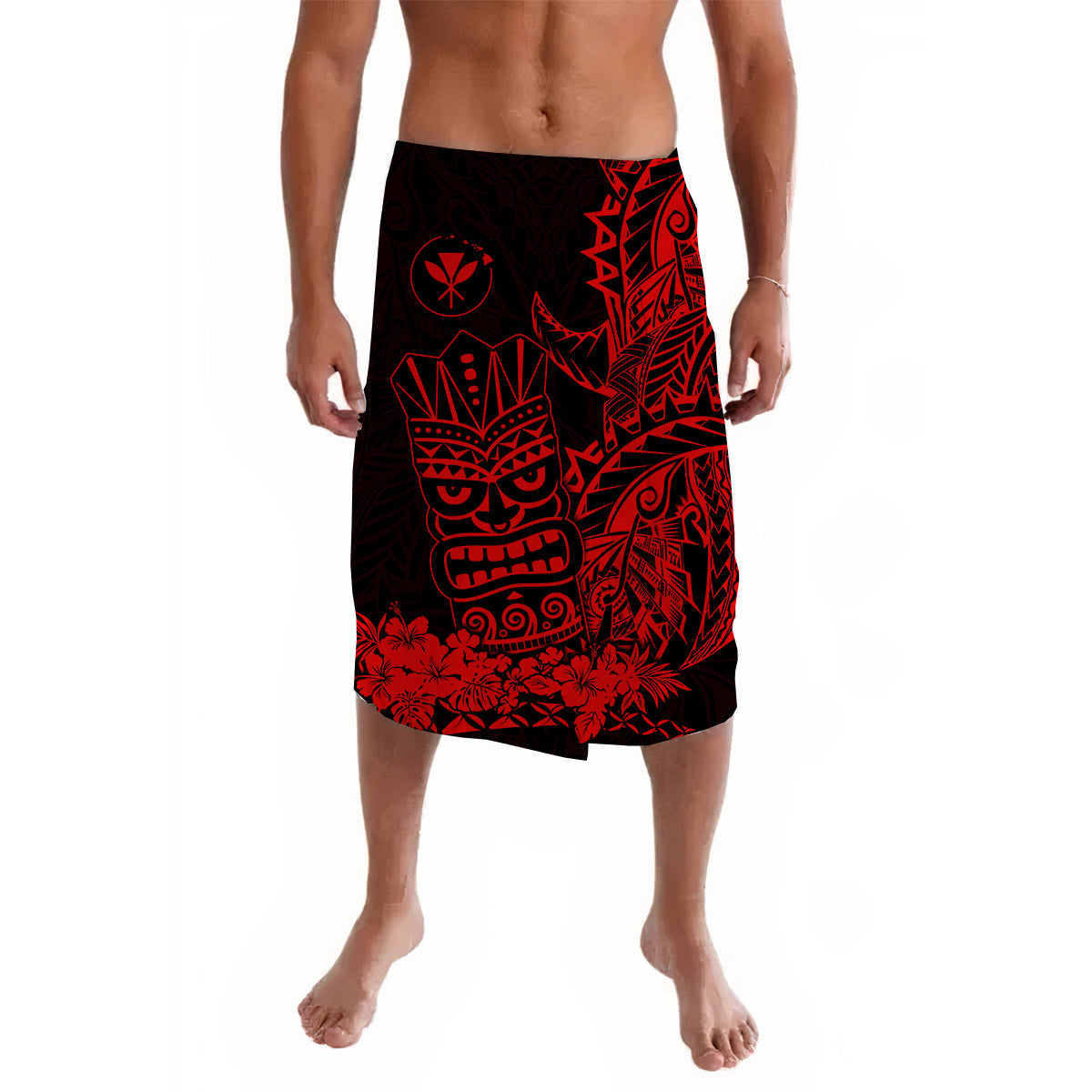 Hawaii Polynesian Lavalava Red Tiki Masks Hawaiian LT13 - Wonder Print Shop