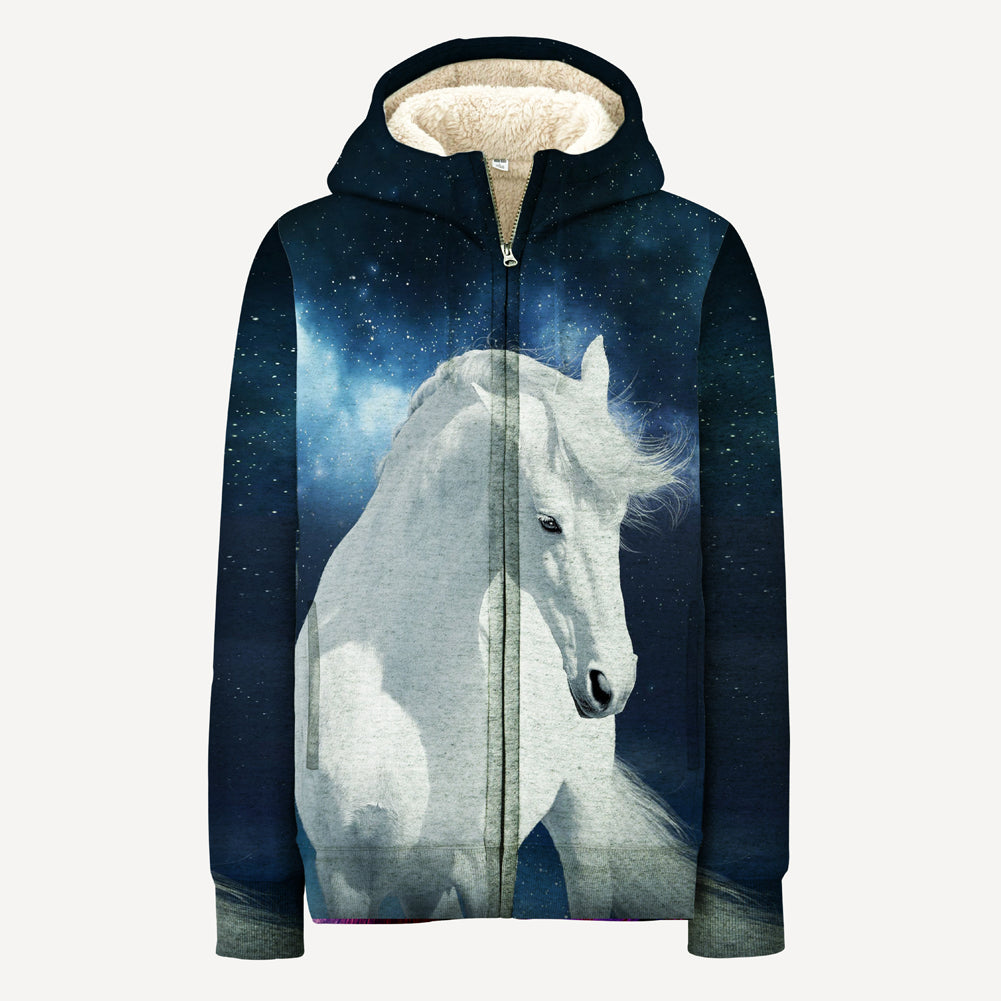 White Horse Native American 3D Fleece Hoodie LT10 - Wonder Print Shop
