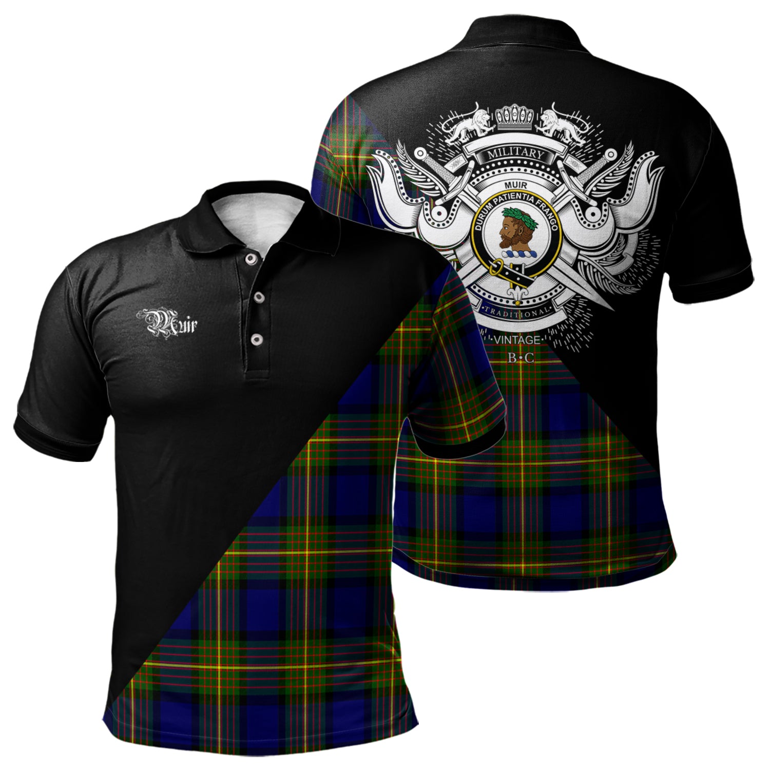 scottish-muir-clan-crest-military-logo-tartan-polo-shirt