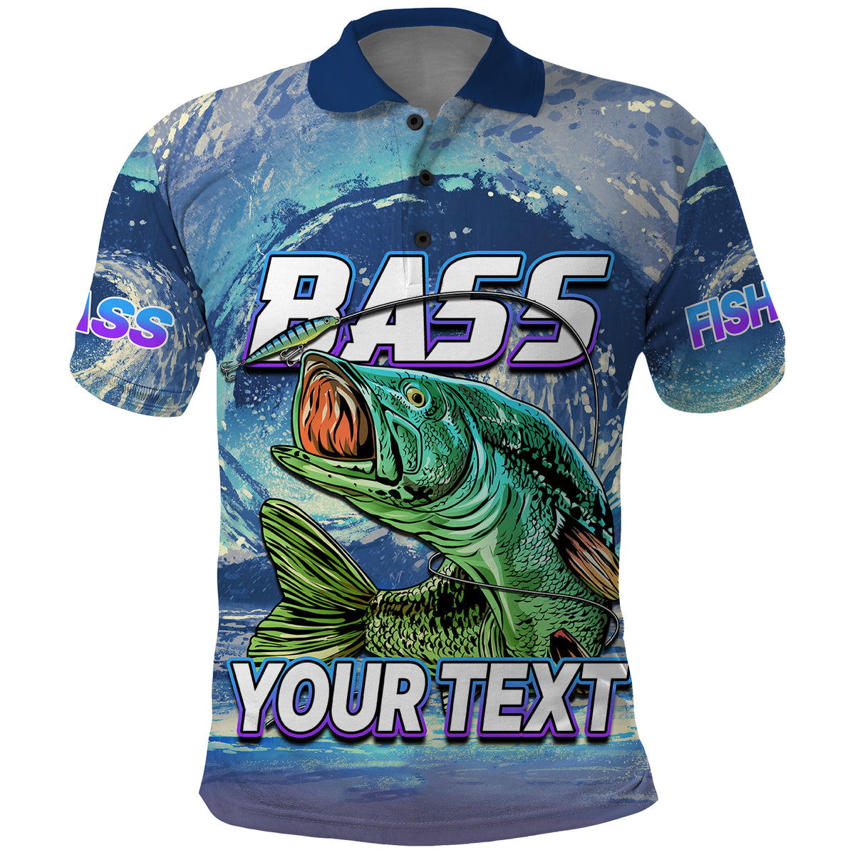 Custom Bass Fishing is Life Hook Sport Largemouth Blue Polo Shirt - Wonder Print Shop