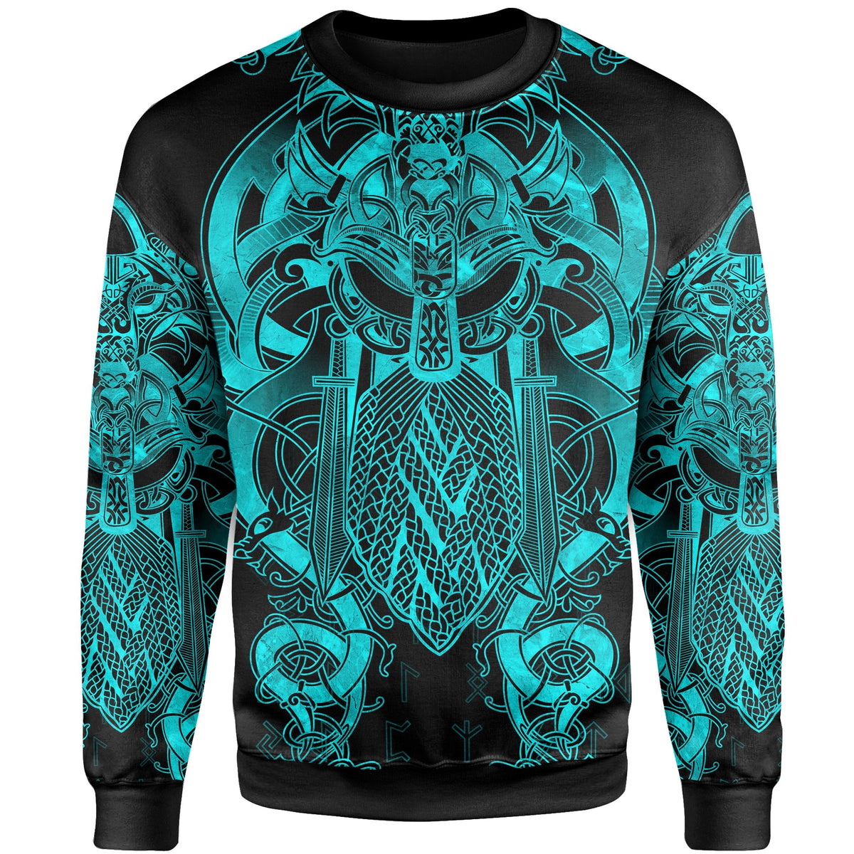 Viking Fenrir and Tyr Tattoo Sweatshirt Blue Version RLT12 - Wonder Print Shop