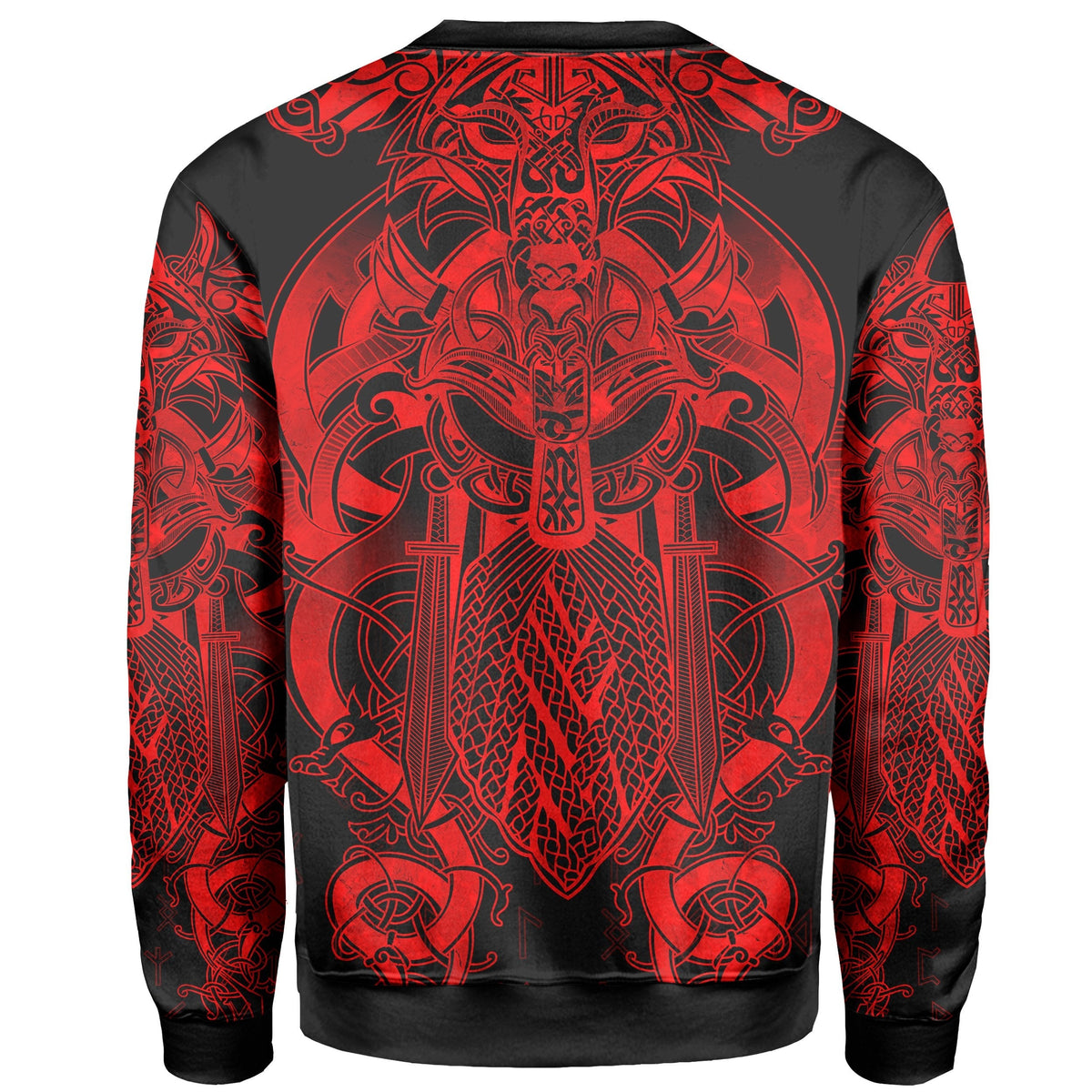 Viking Sweatshirt - Fenrir and Tyr Tattoo Red Version RLT12 - Wonder Print Shop