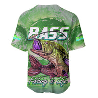 Bass Fishing is Life Hook Sport Largemouth Green Baseball Jersey LT9 - Wonder Print Shop