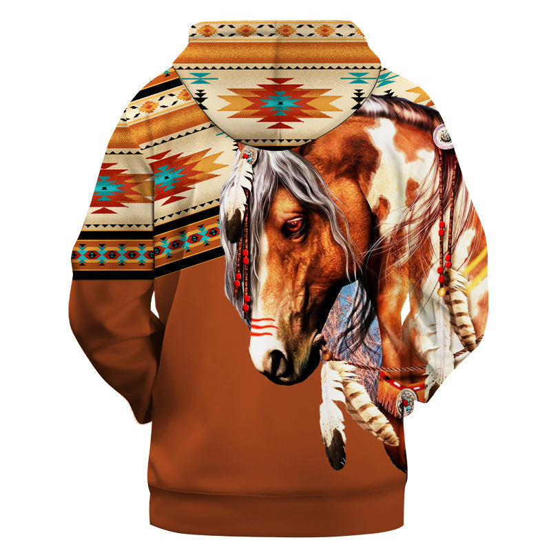 Native American Brown Horse 3D Hoodie LT10 - Wonder Print Shop