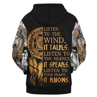Native American Wolf With Feather Headdress 3D Hoodie LT10 - Wonder Print Shop
