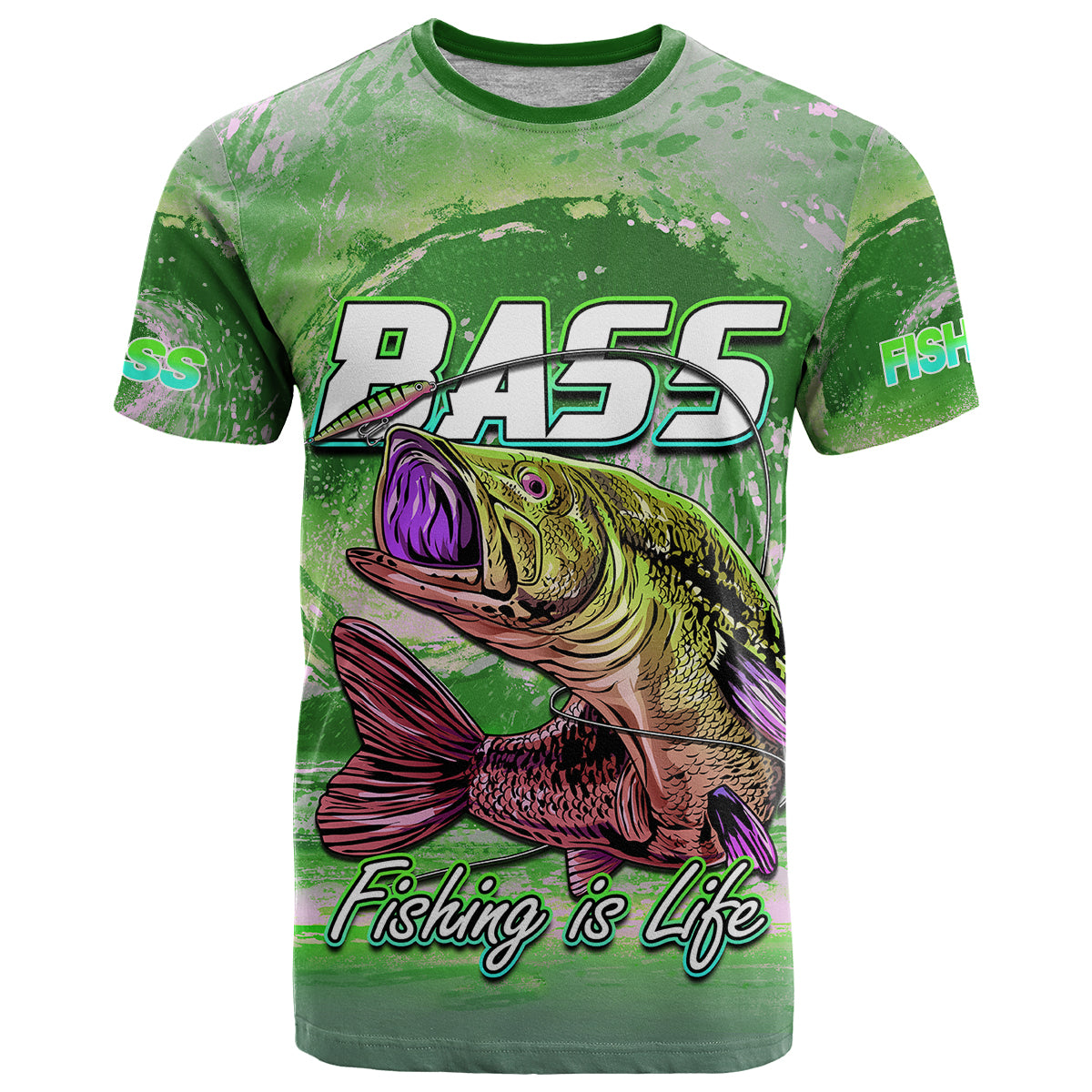 Fishing T Shirt Bass Fishing is Life Hook Sport Largemouth GreenLT9 - Wonder Print Shop