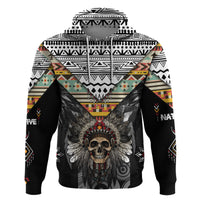 Native American Headdress With Human Skull African Pattern With Geometric Motifs Hoodie - Wonder Print Shop