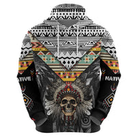 Native American Headdress With Human Skull African Pattern With Geometric Motifs Hoodie - Wonder Print Shop