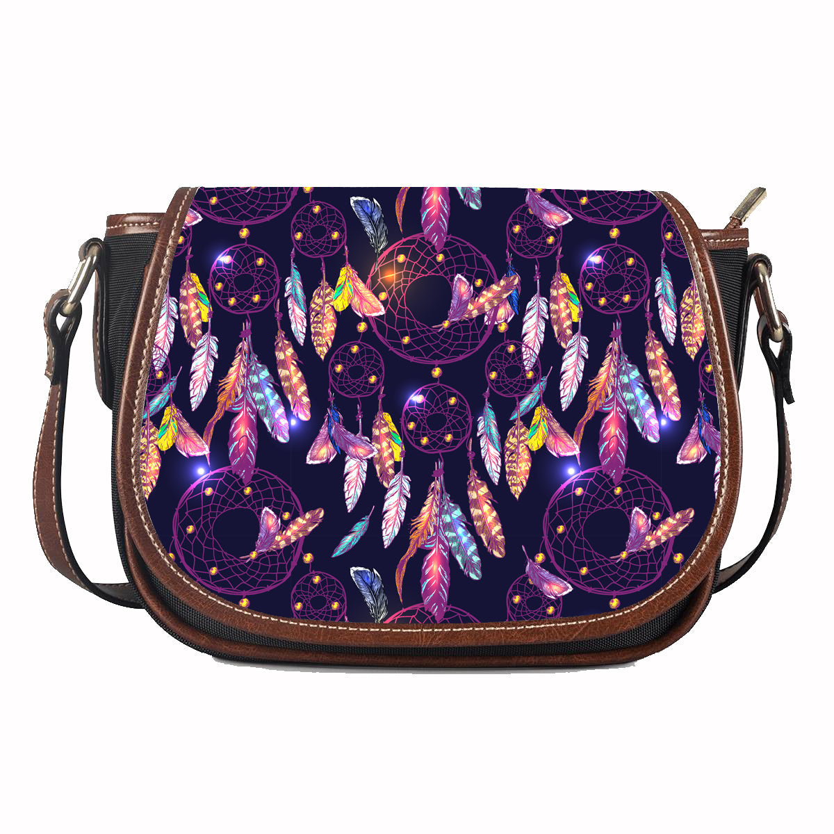 native-american-purple-dreamcatcher-leather-saddle-bag