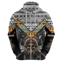 Native American Headdress With Human Skull African Pattern With Geometric Motifs Hoodie - Wonder Print Shop