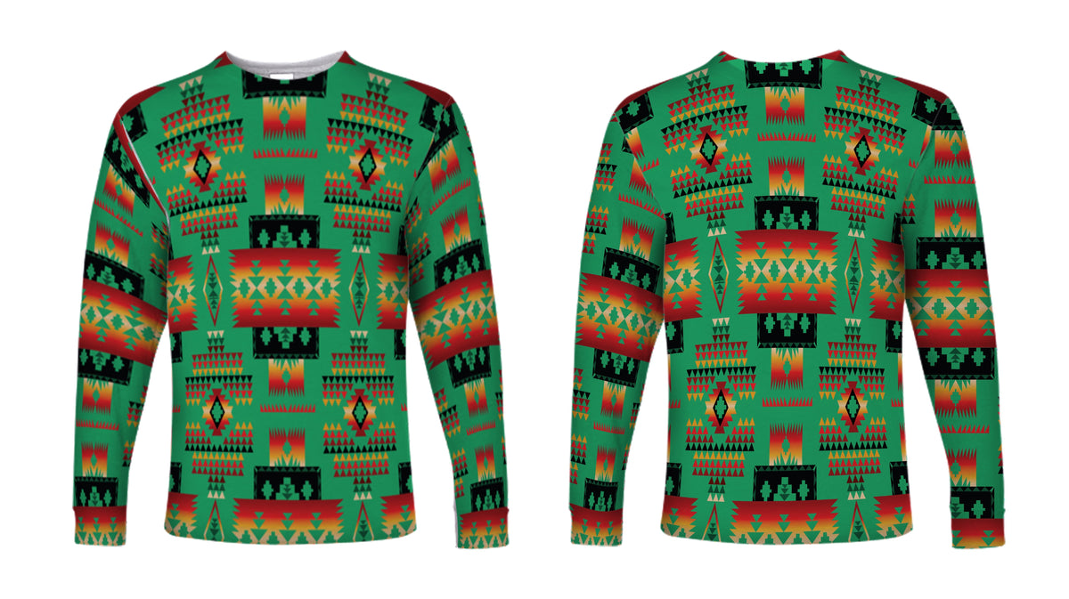 Green Pattern Native American Long Sleeve LT10 - Wonder Print Shop