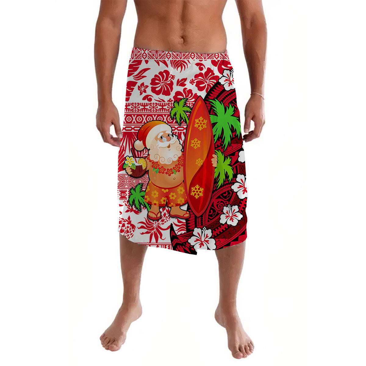 Mele Kalikimaka Lavalava Christmas Hawaii with Santa Claus LT13 - Wonder Print Shop