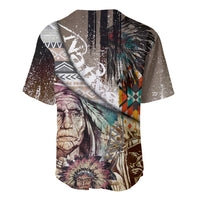 Native American Feather Headdress Portrait Of American Indian Colorful Distress Beton Texture Baseball Jersey - Wonder Print Shop
