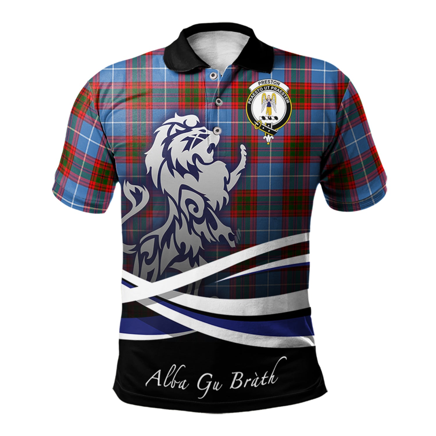 scottish-preston-clan-crest-scotland-lion-tartan-polo-shirt