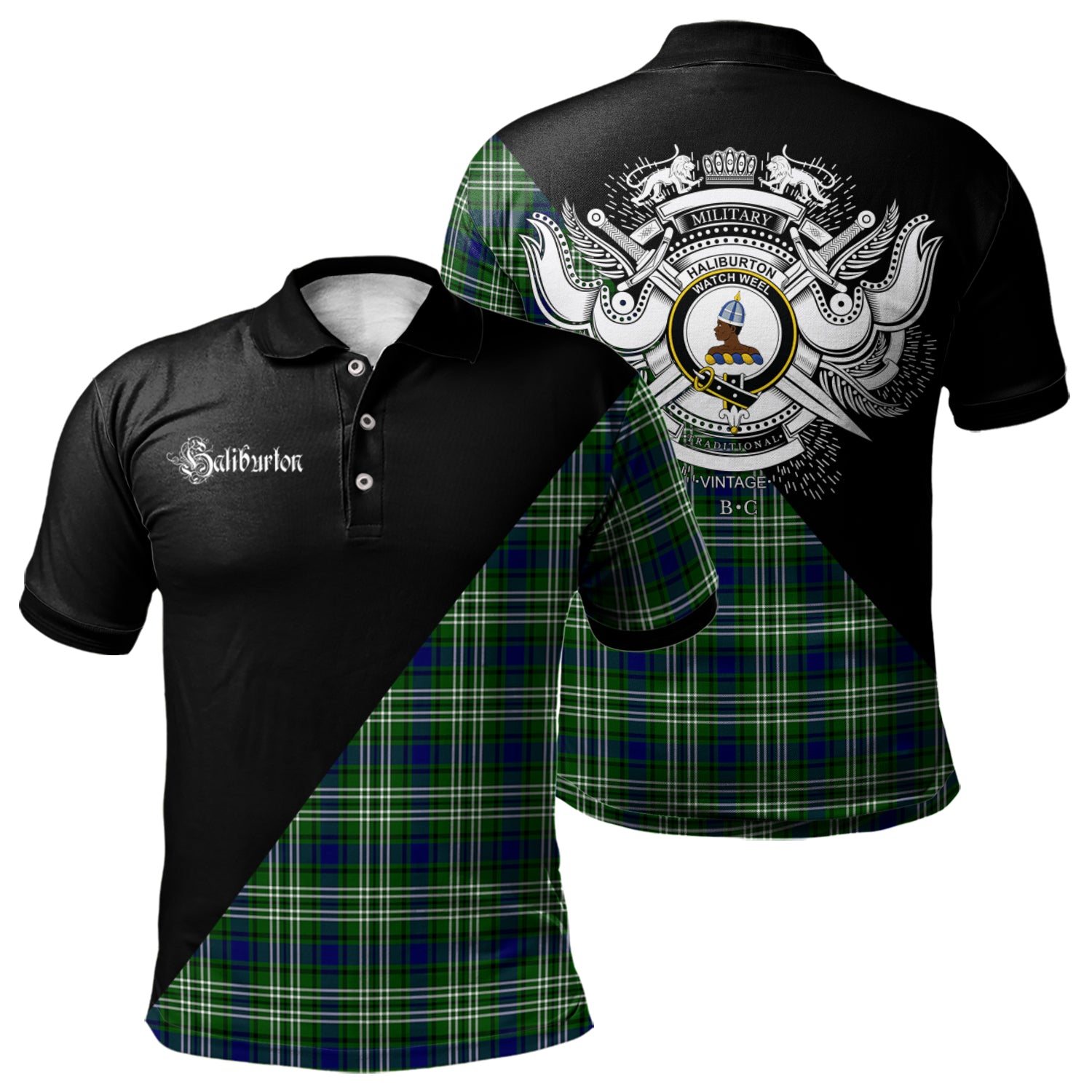 scottish-haliburton-clan-crest-military-logo-tartan-polo-shirt