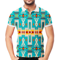 Turquoise Tribe Design Native American Polo T Shirt 3D LT10 - Wonder Print Shop