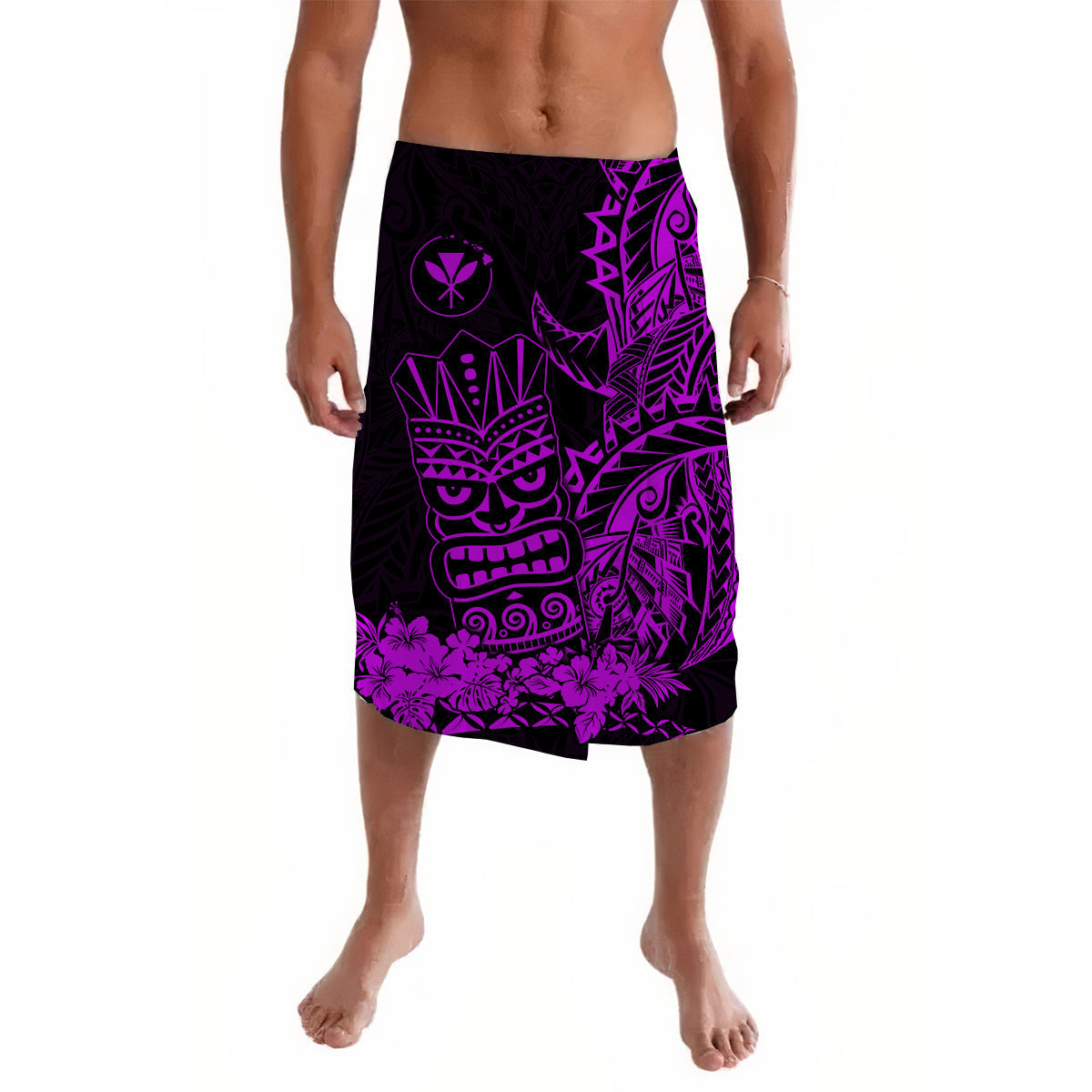 Hawaii Polynesian Lavalava Purple Tiki Masks Hawaiian LT13 - Wonder Print Shop
