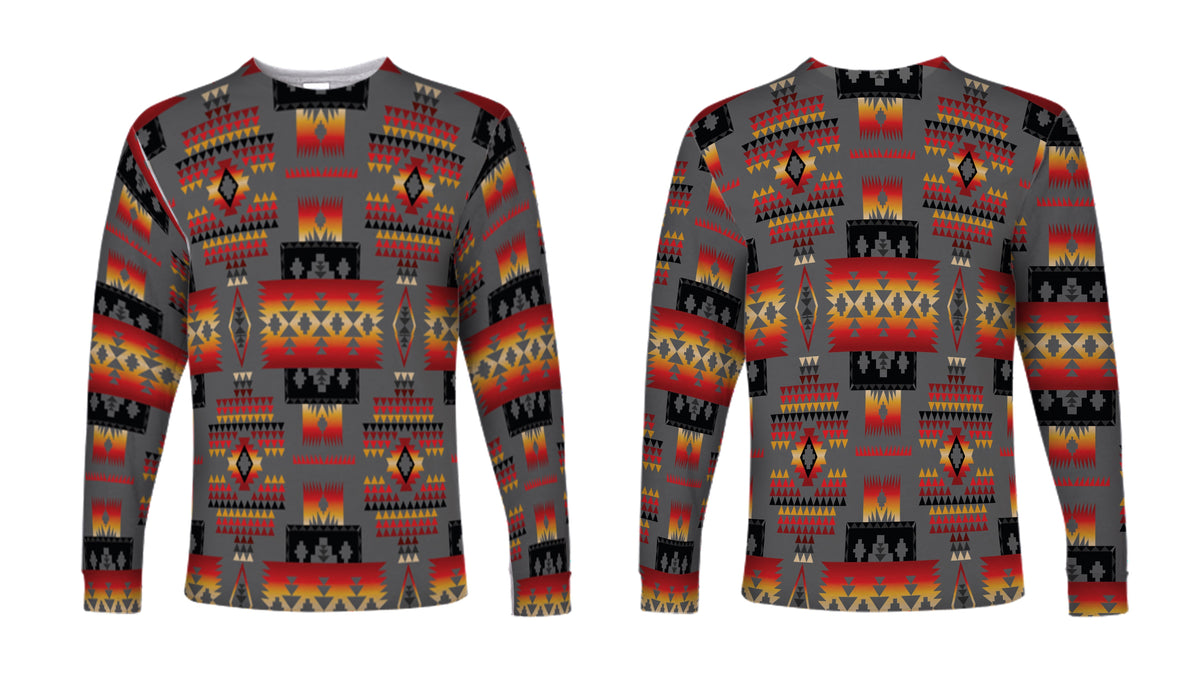 Gray Pattern Native American Long Sleeve LT10 - Wonder Print Shop